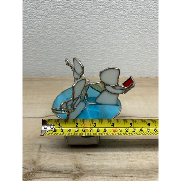 Vtg Christmas Angels Stained Glass Sankyo Japan Music Box Carousel Amazing Grase - Picture 7 of 11